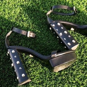 Versace Leather Double Platform Sandals